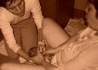 Image of woman catching baby